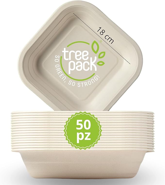 Treepack Piatti Quadrati Compostabili